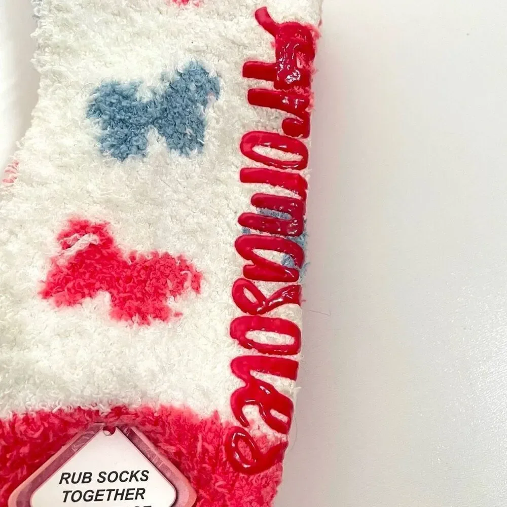 NWT Aromasoles 2 Pair Pack Rose & Shea Butter infused Non Skid Slippers Socks